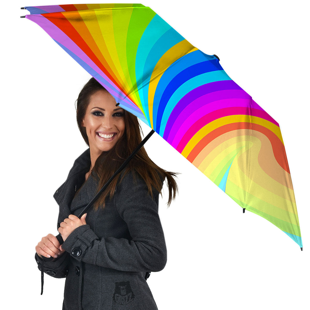 Psychedelic Rainbow Torus Print Umbrella-grizzshop
