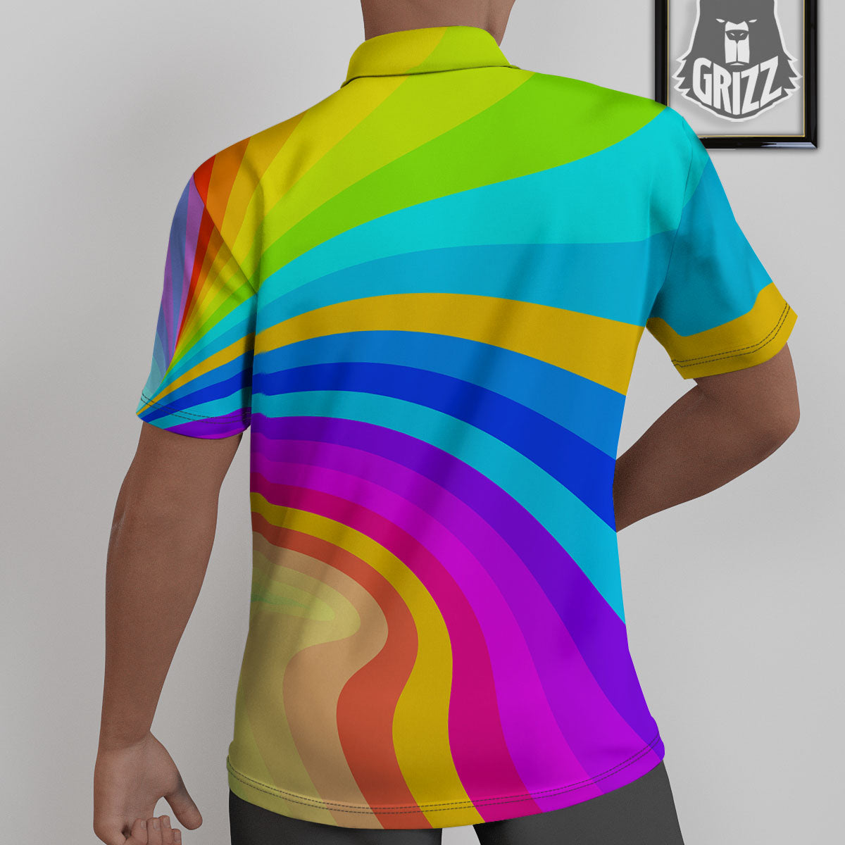 Psychedelic Rainbow Torus Print Untucked Shirts-grizzshop