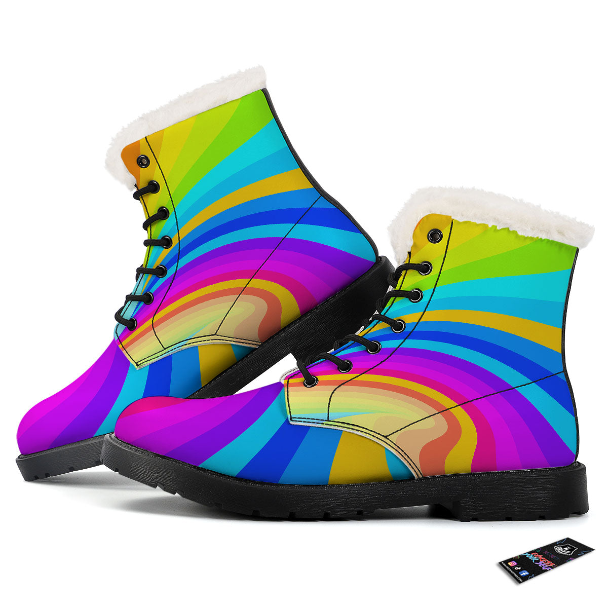 Psychedelic Rainbow Torus Print Winter Boots-grizzshop