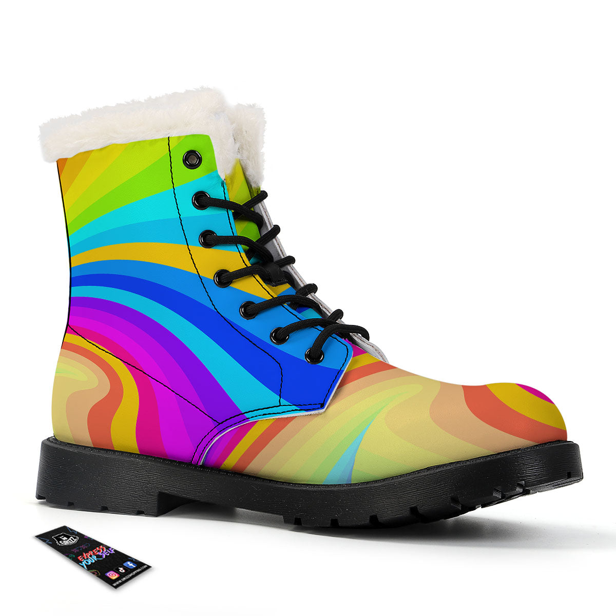 Psychedelic Rainbow Torus Print Winter Boots-grizzshop