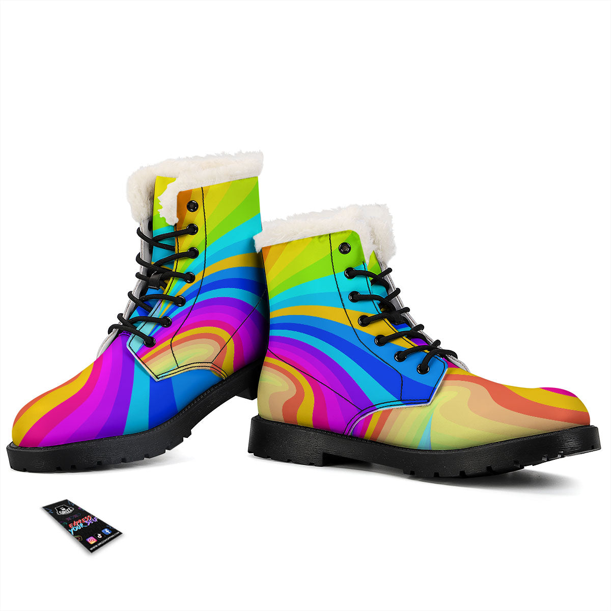 Psychedelic Rainbow Torus Print Winter Boots-grizzshop
