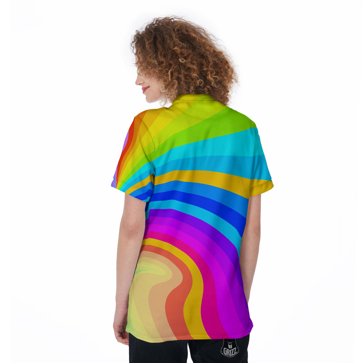 Psychedelic Rainbow Torus Print Women's Golf Shirts-grizzshop