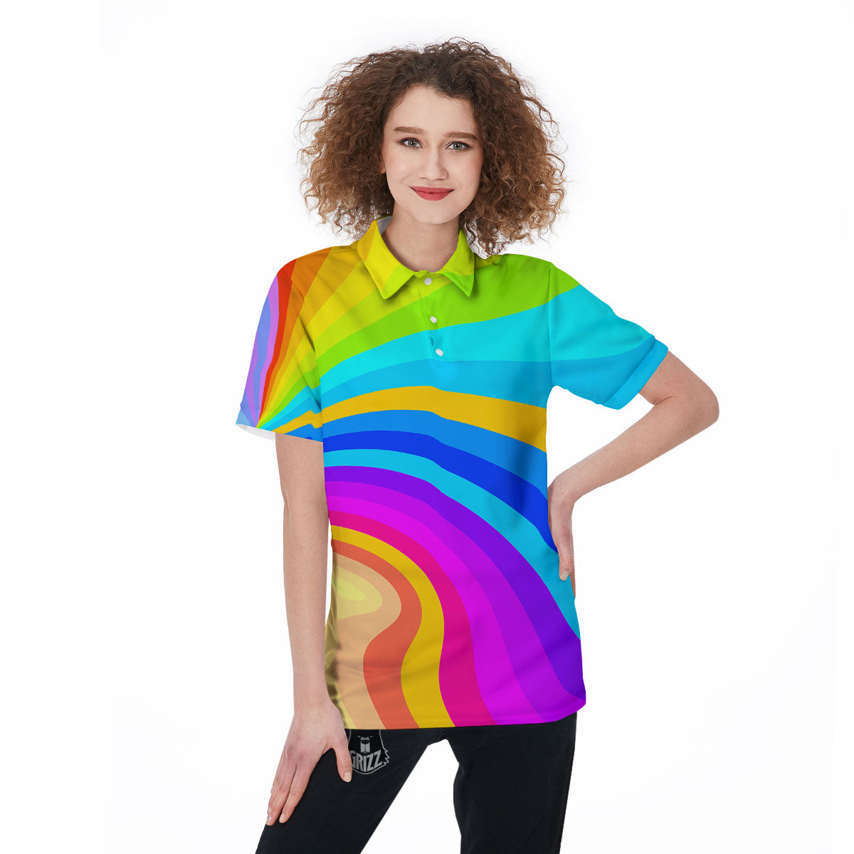 Psychedelic Rainbow Torus Print Women's Golf Shirts-grizzshop