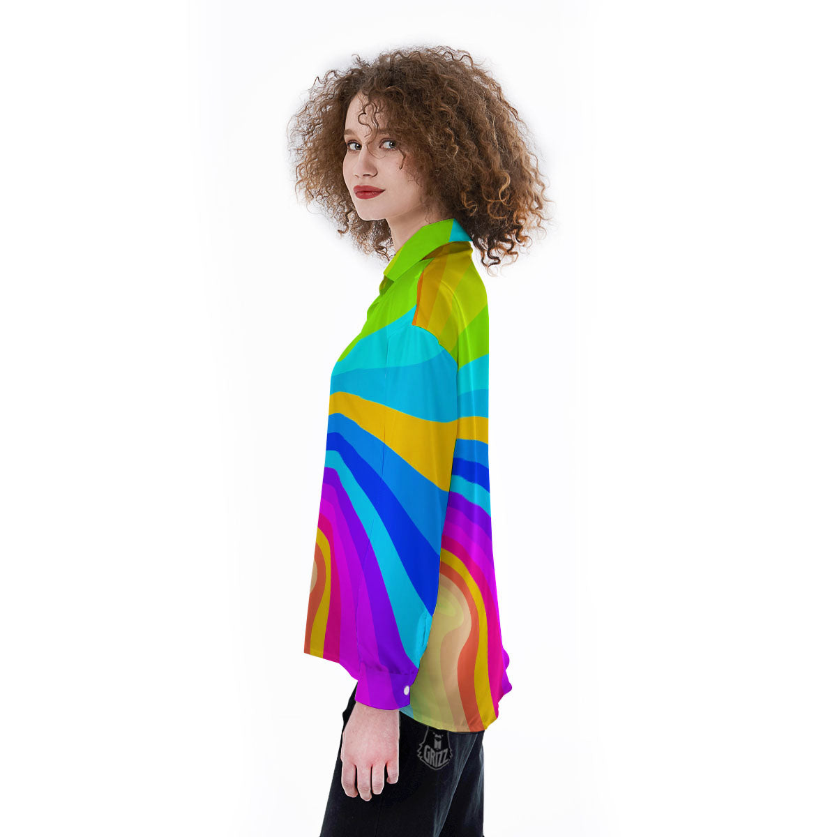 Psychedelic Rainbow Torus Print Women's Long Sleeve Shirts-grizzshop