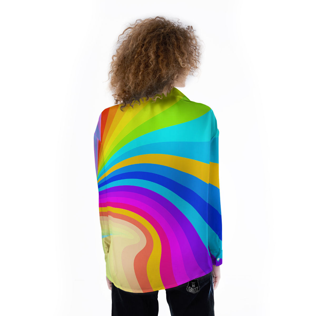 Psychedelic Rainbow Torus Print Women's Long Sleeve Shirts-grizzshop