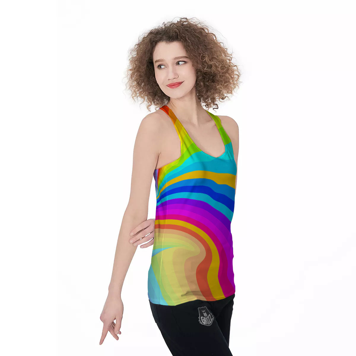 Psychedelic Rainbow Torus Print Women's Racerback Tank Top-grizzshop