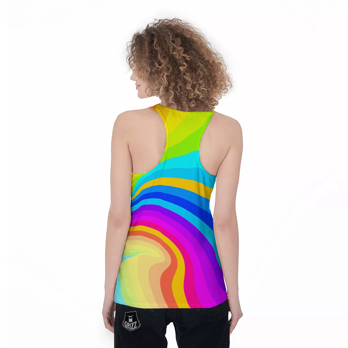 Psychedelic Rainbow Torus Print Women's Racerback Tank Top-grizzshop