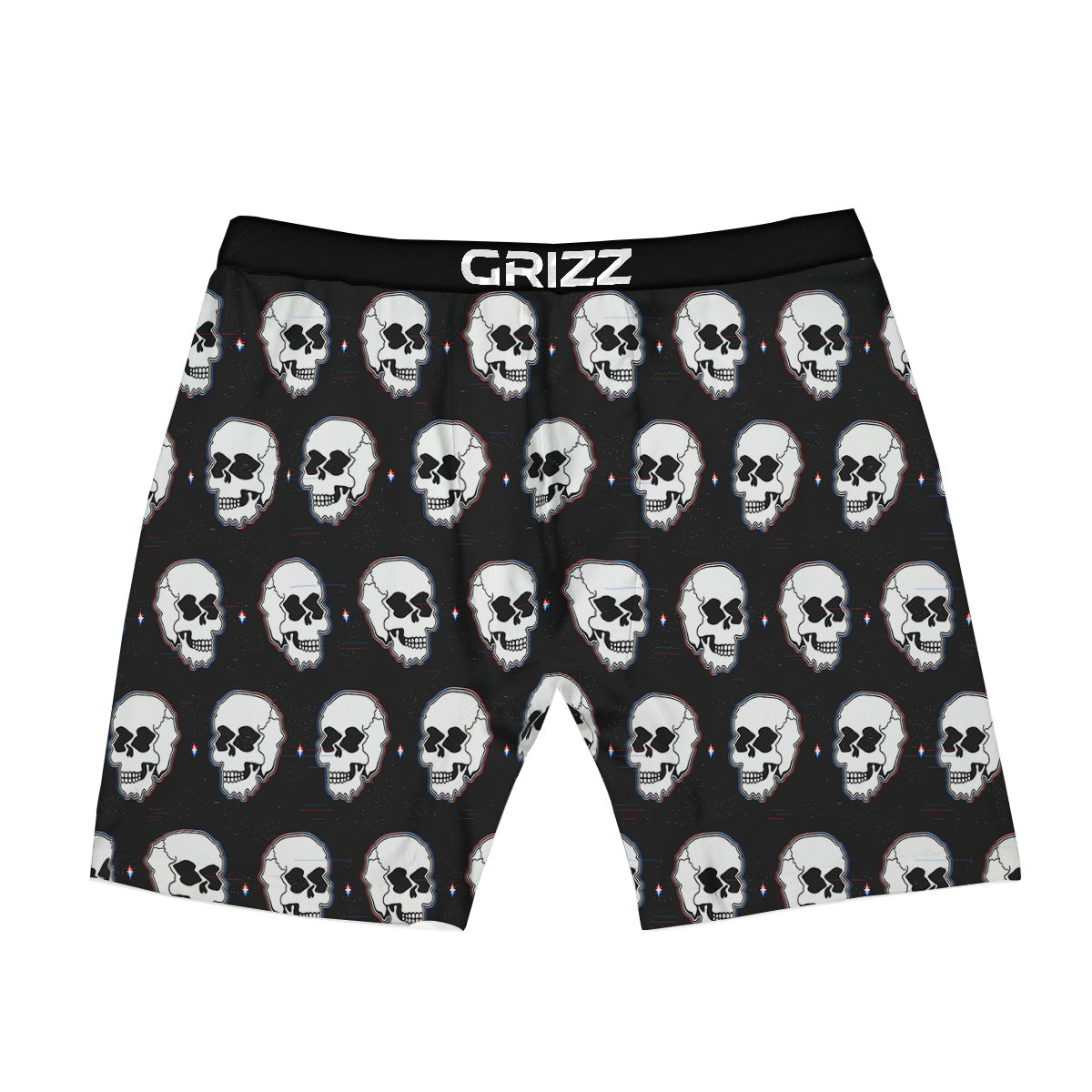 Psychedelic Skull Glitch Print Pattern Boxer Briefs-grizzshop