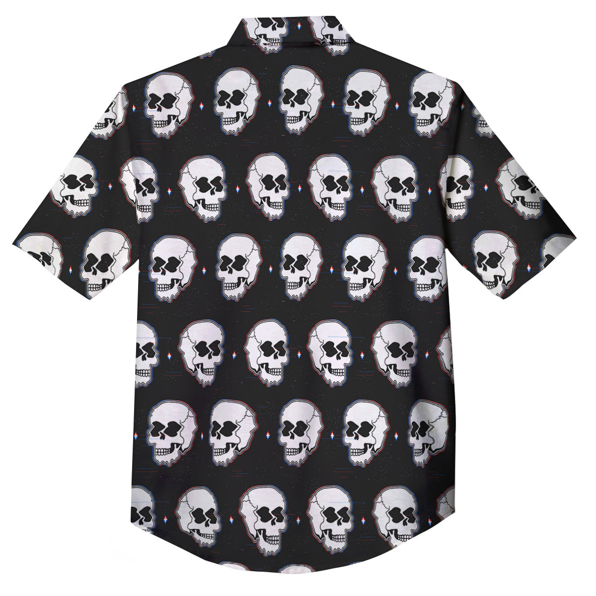 Psychedelic Skull Glitch Print Pattern Button Up Shirt-grizzshop