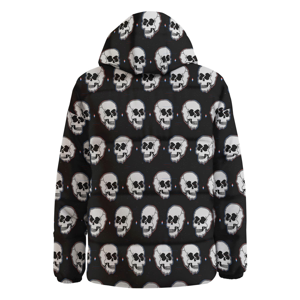 Psychedelic Skull Glitch Print Pattern Down Jacket-grizzshop