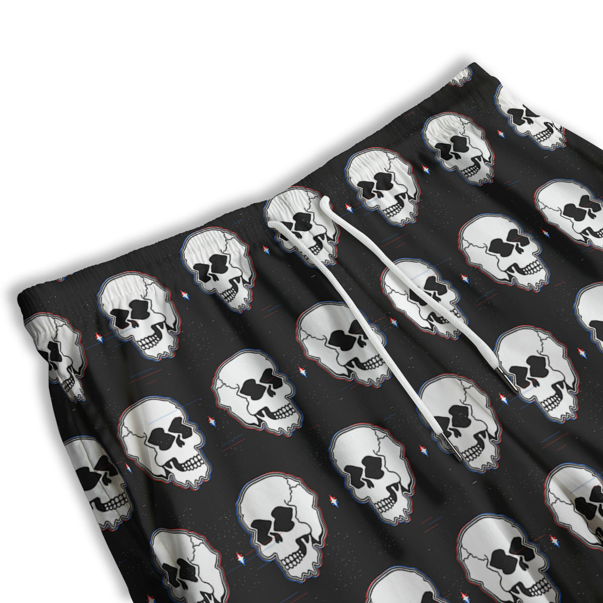 Psychedelic Skull Glitch Print Pattern Men's Athletic Shorts