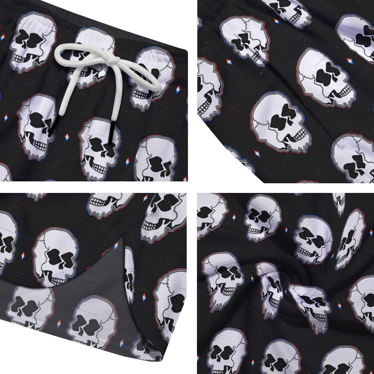 Psychedelic Skull Glitch Print Pattern Men's Running Shorts-grizzshop