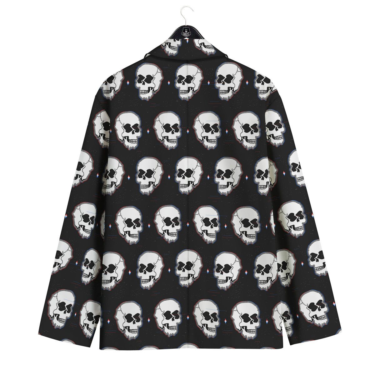 Psychedelic Skull Glitch Print Pattern Men's Sport Coat-grizzshop