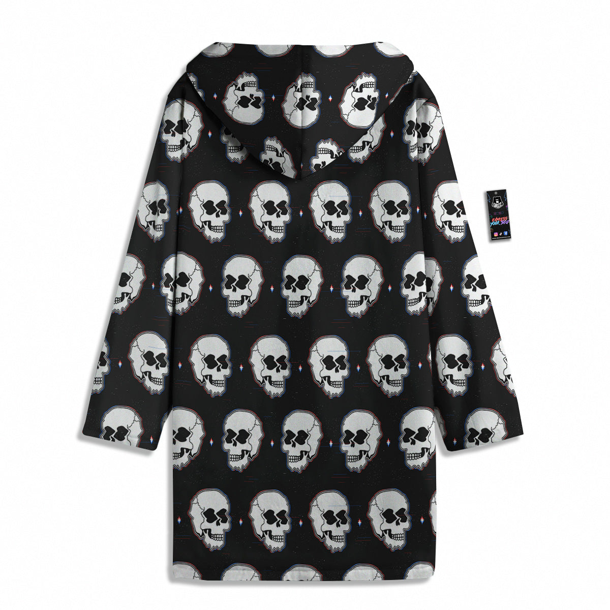 Psychedelic Skull Glitch Print Pattern Men's Windbreaker Jacket-grizzshop