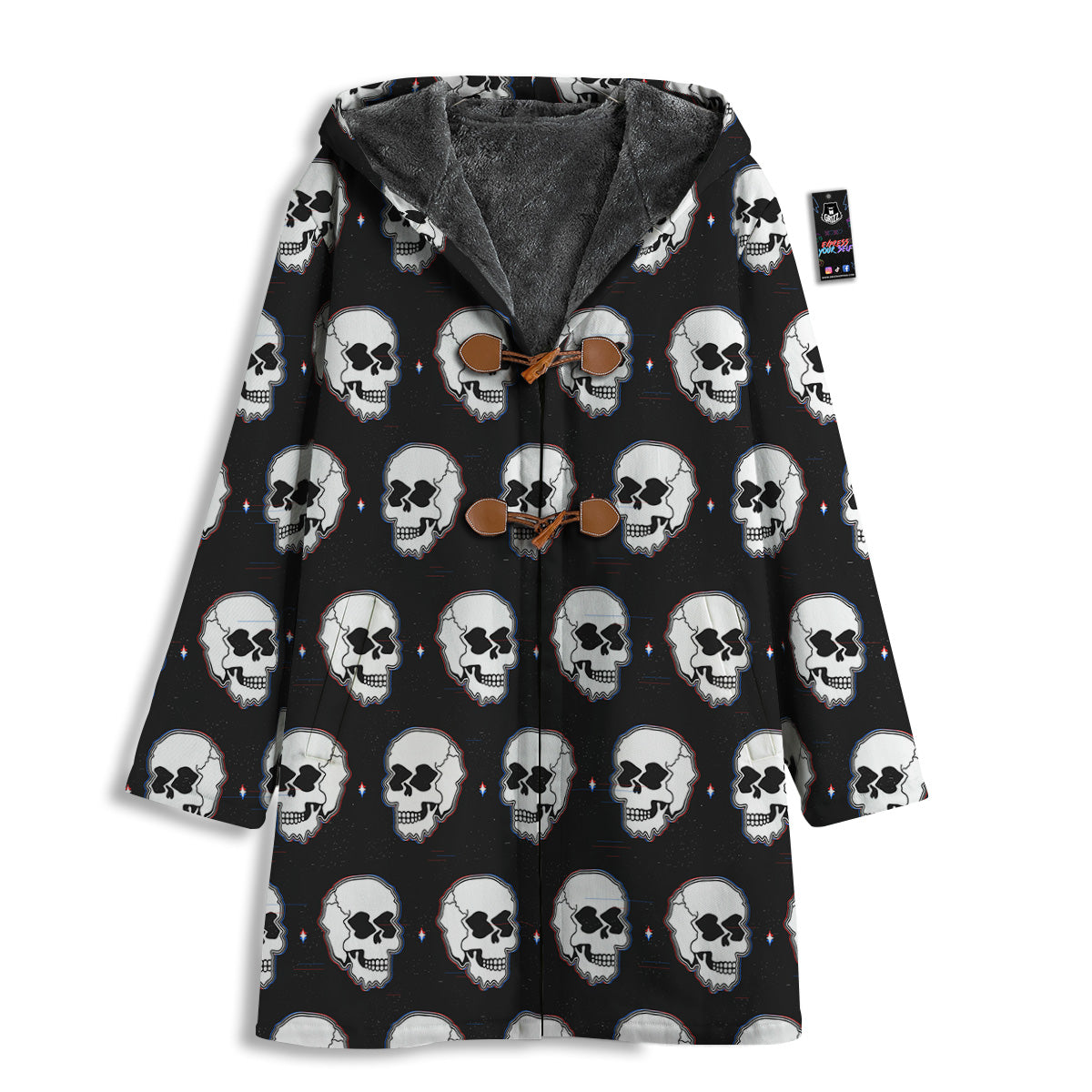 Psychedelic Skull Glitch Print Pattern Men's Windbreaker Jacket-grizzshop