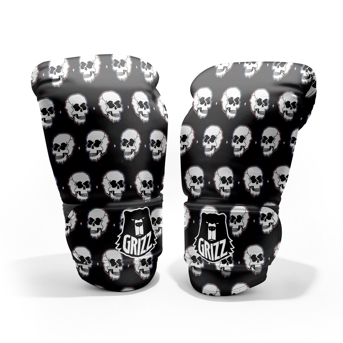 Psychedelic Skull Glitch Print Pattern Pro Boxing Glove