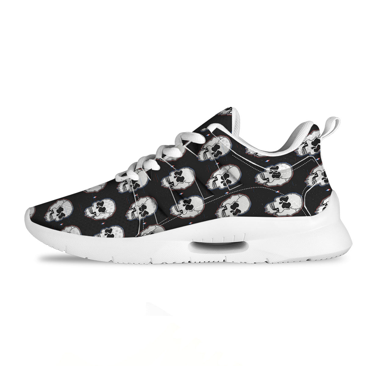 Psychedelic Skull Glitch Print Pattern Tennis Shoes-grizzshop