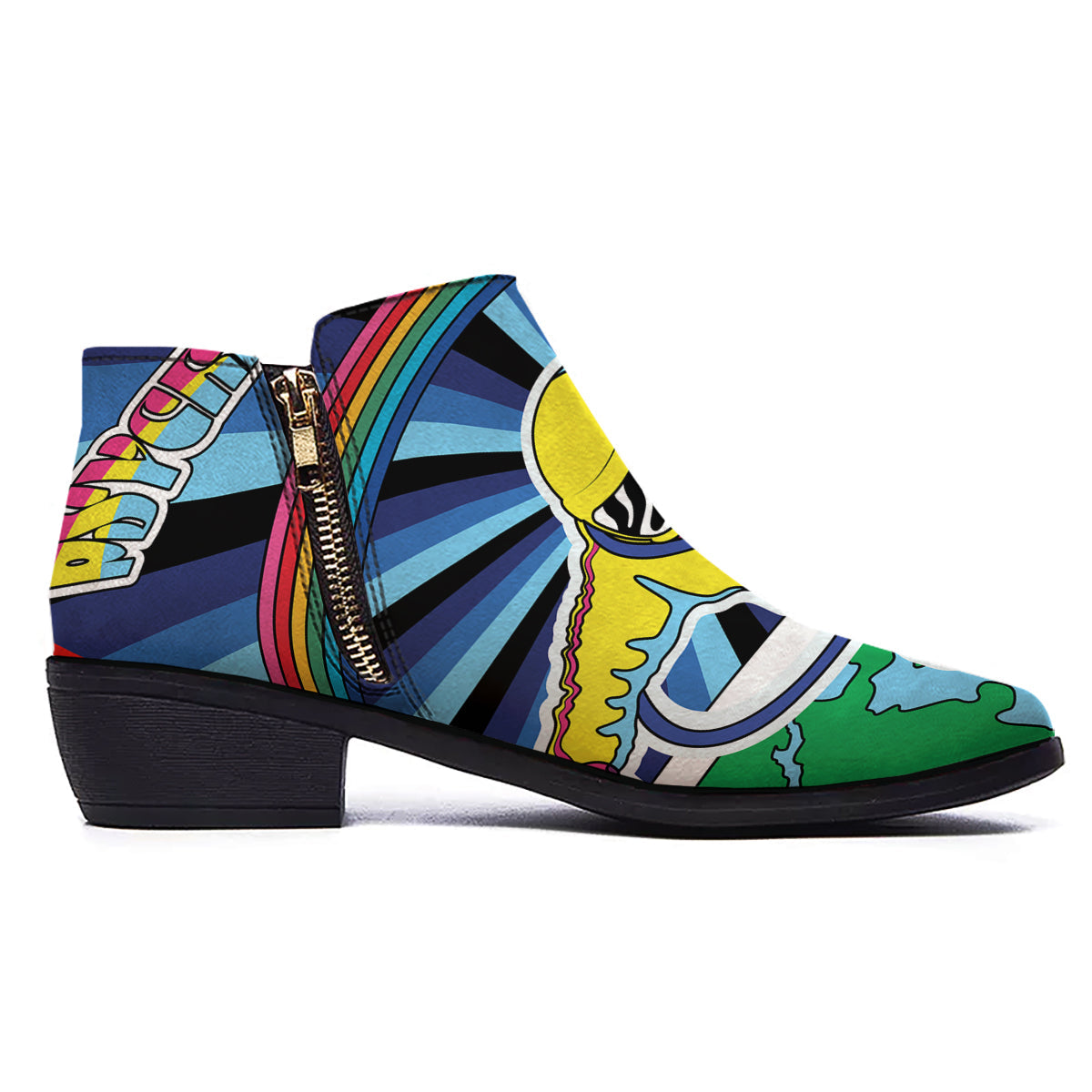 Psychedelic Space And Astronaut Print Ankle Boots-grizzshop