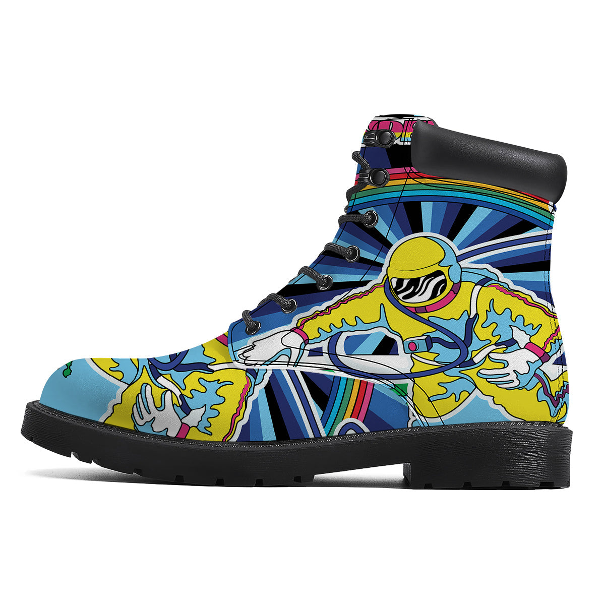 Psychedelic Space And Astronaut Print Boots-grizzshop