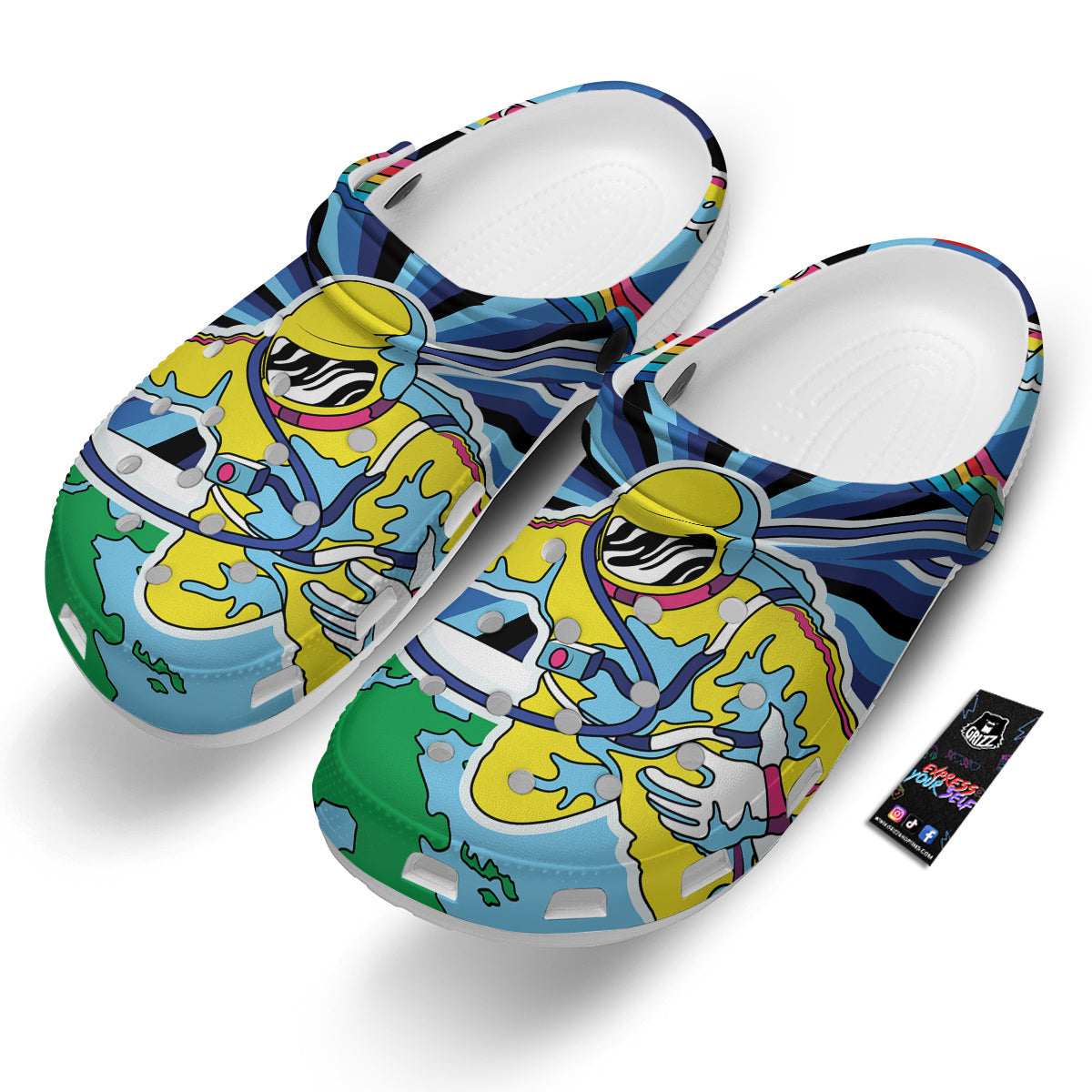 Psychedelic Space And Astronaut Print Clog-grizzshop