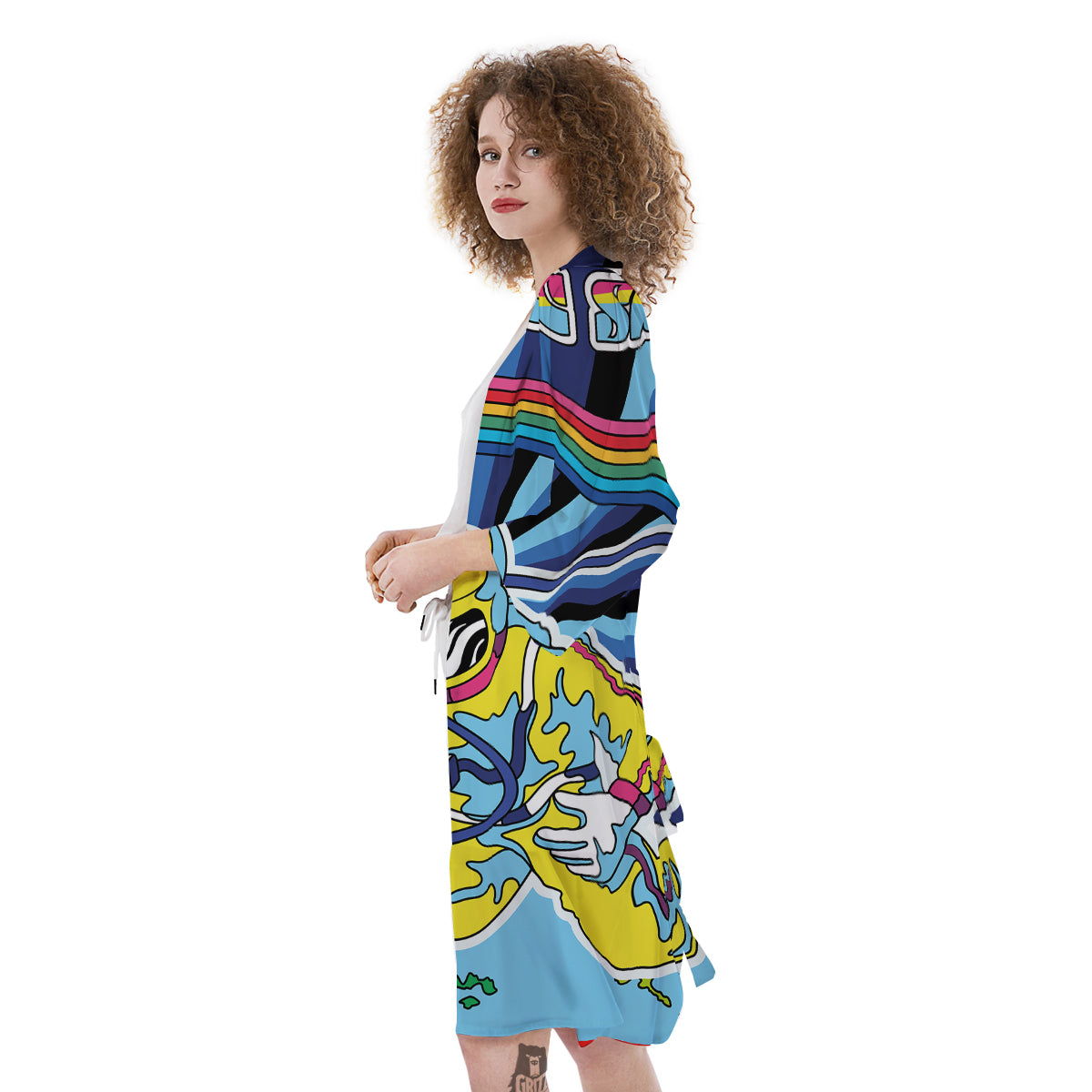 Psychedelic Space And Astronaut Print Kimono-grizzshop