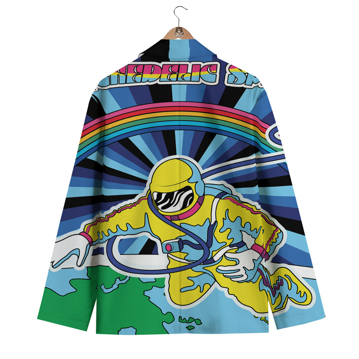 Psychedelic Space And Astronaut Print Men's Blazer-grizzshop