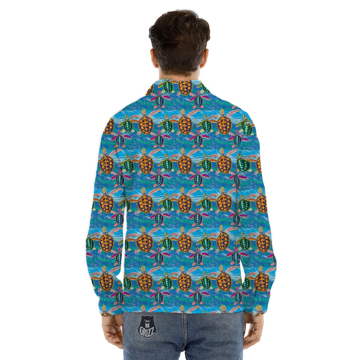 Psychedelic Space And Astronaut Print Men's Dress Shirts-grizzshop