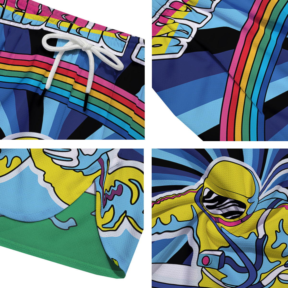 Psychedelic Space And Astronaut Print Men's Running Shorts-grizzshop