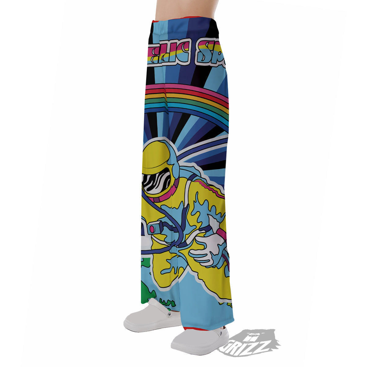 Psychedelic Space And Astronaut Print Pajama Pants-grizzshop