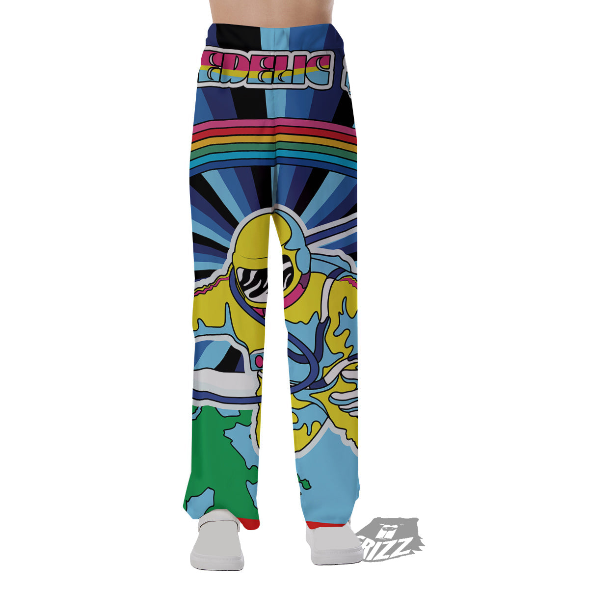 Psychedelic Space And Astronaut Print Pajama Pants-grizzshop