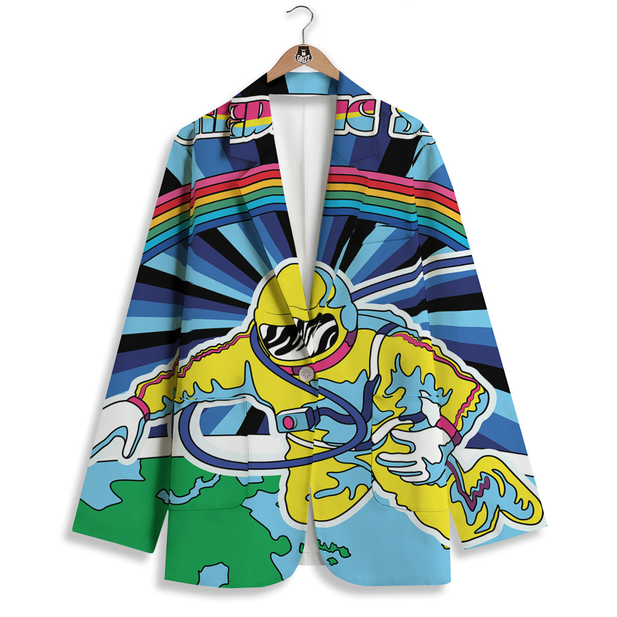 Psychedelic Space And Astronaut Print Women's Blazer-grizzshop