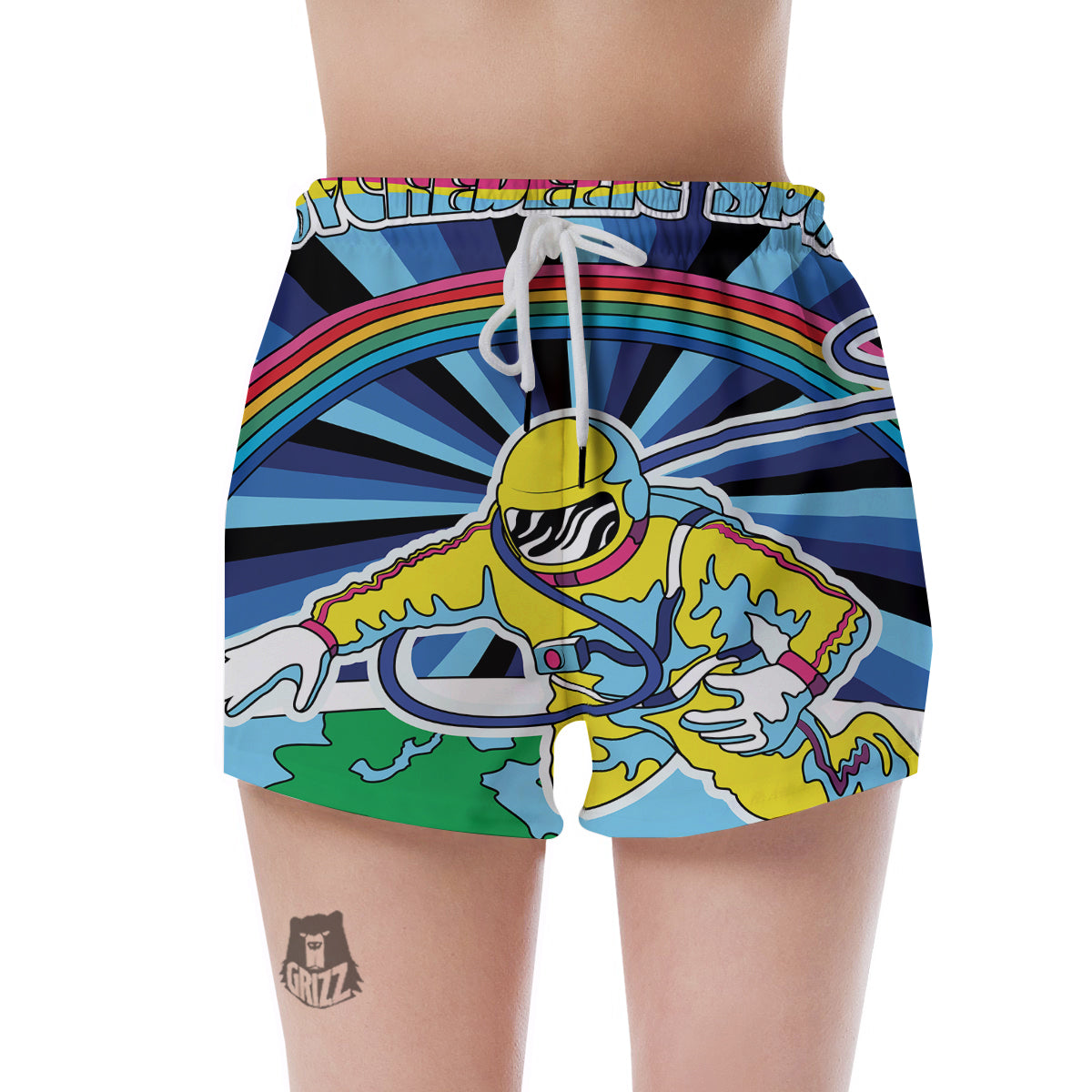 Psychedelic Space And Astronaut Print Women's Shorts-grizzshop