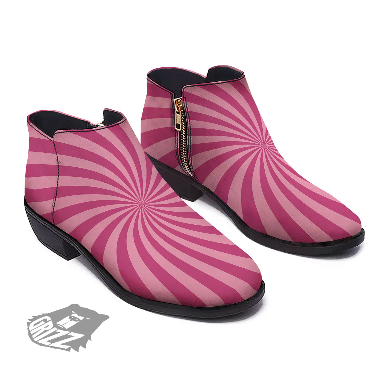 Psychedelic Swirl Pink Print Ankle Boots-grizzshop