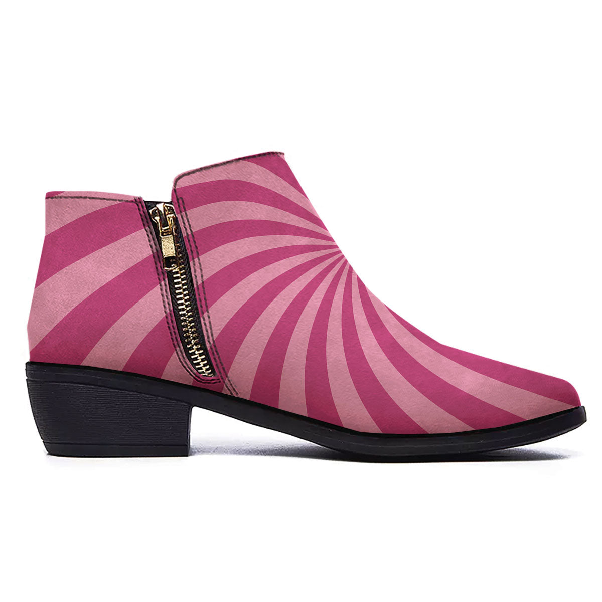 Psychedelic Swirl Pink Print Ankle Boots-grizzshop