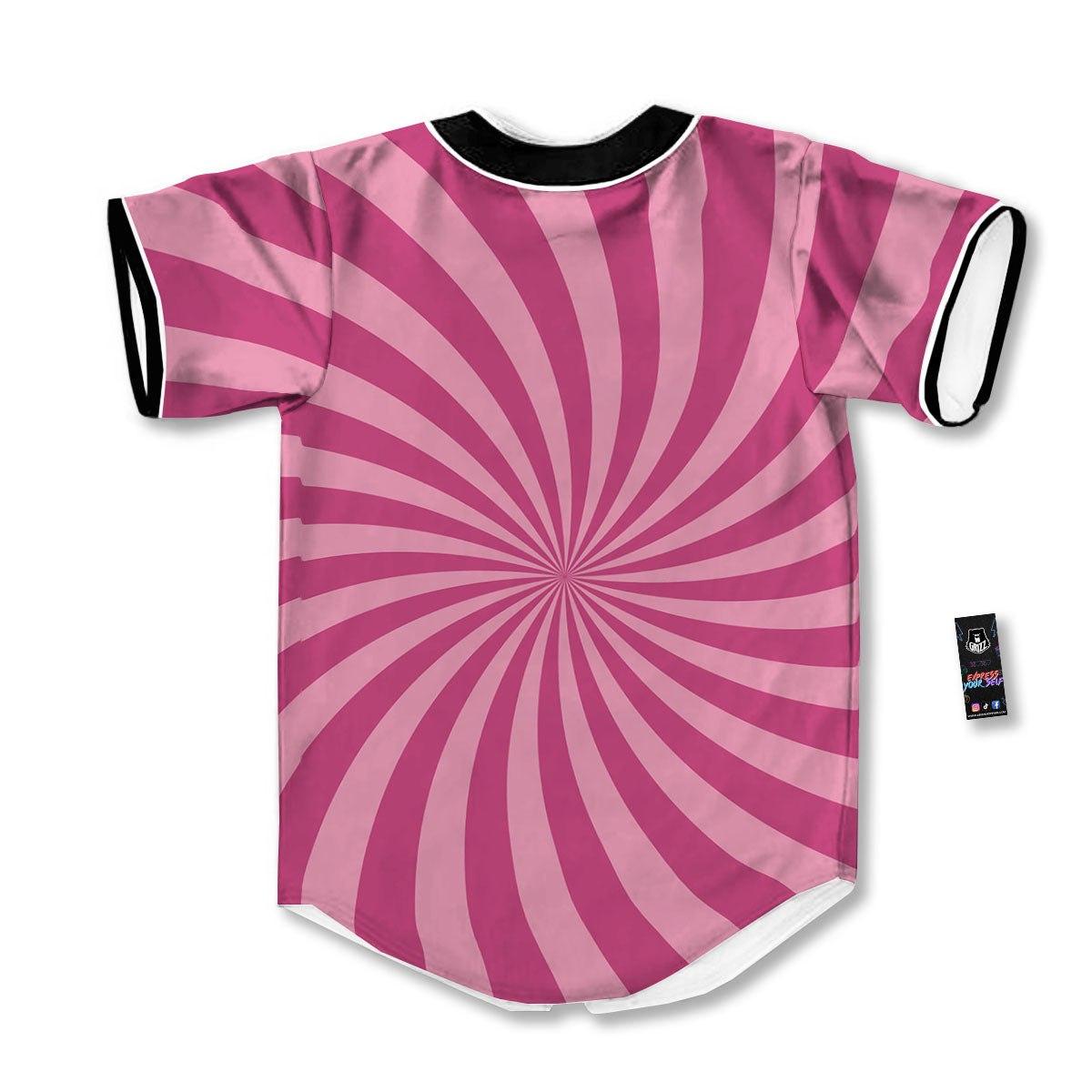 Psychedelic Swirl Pink Print Baseball Jersey-grizzshop
