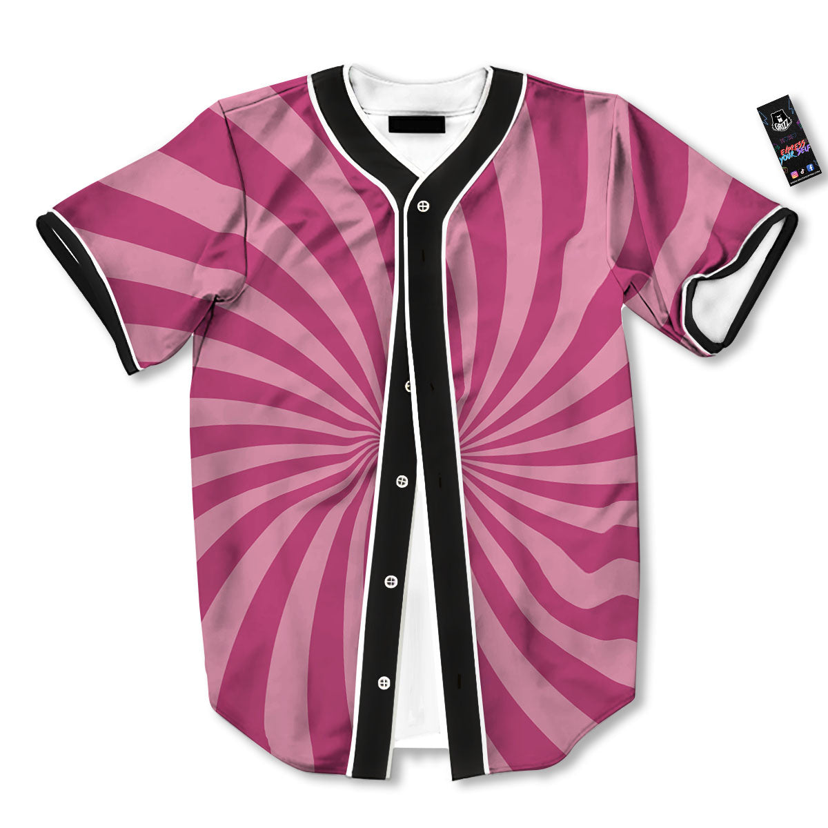 Psychedelic Swirl Pink Print Baseball Jersey-grizzshop