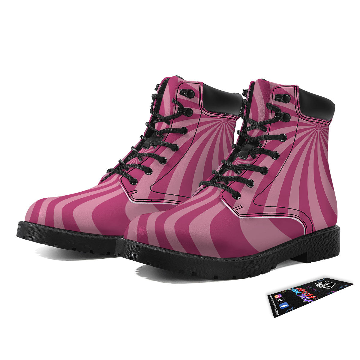 Psychedelic Swirl Pink Print Boots-grizzshop
