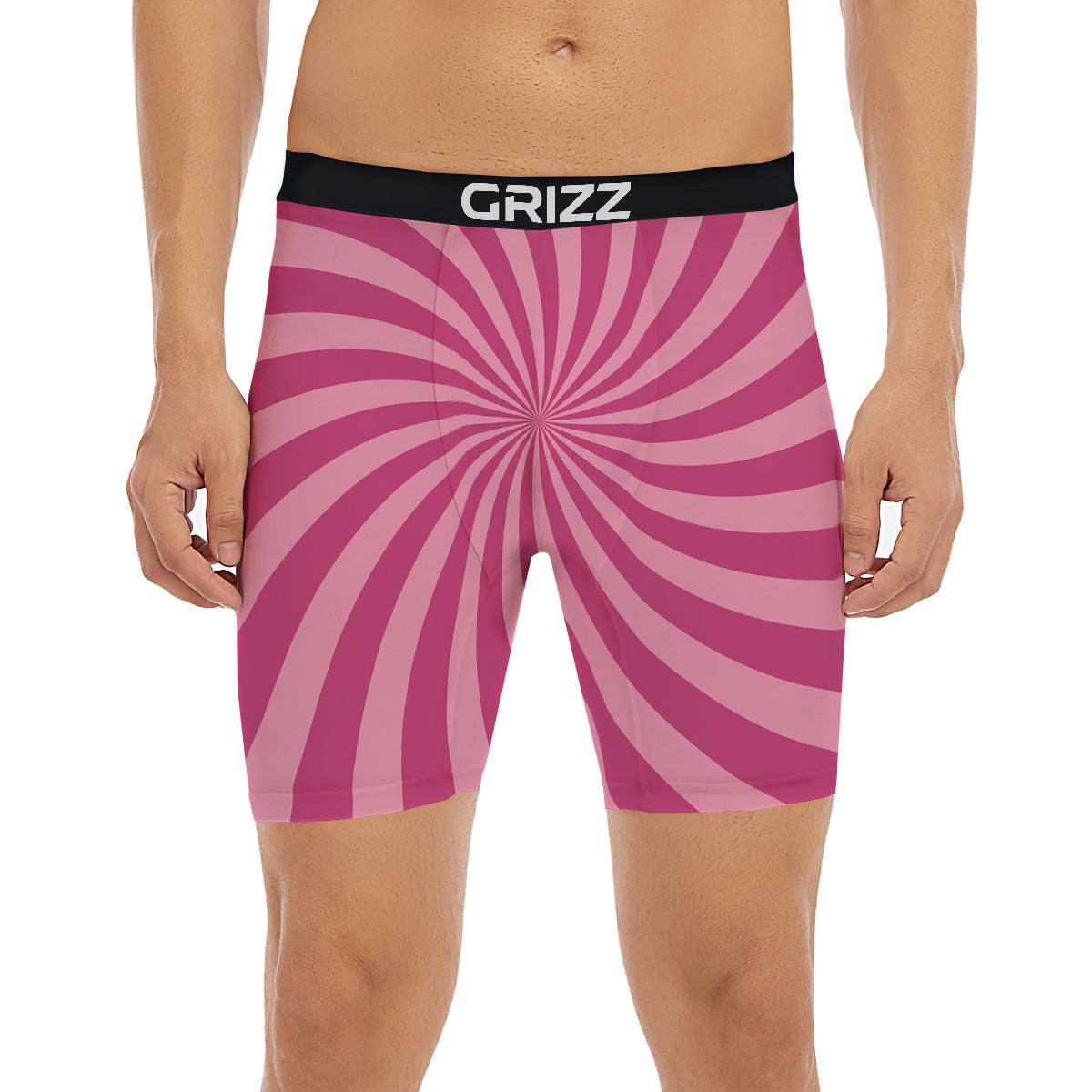 Psychedelic Swirl Pink Print Boxer Briefs-grizzshop