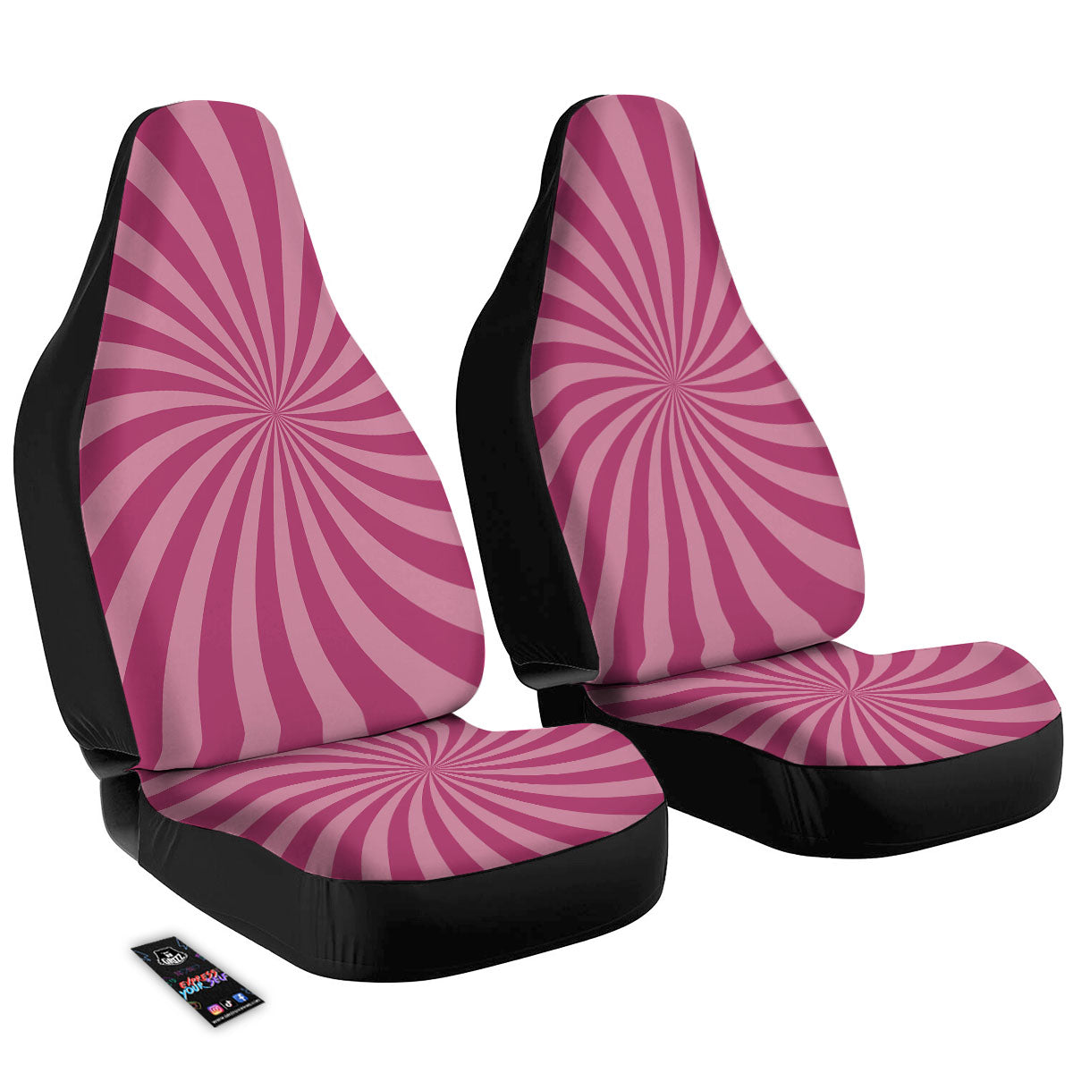 Psychedelic Swirl Pink Print Car Seat Covers-grizzshop