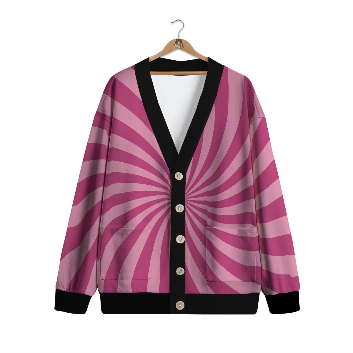 Psychedelic Swirl Pink Print Cardigan-grizzshop
