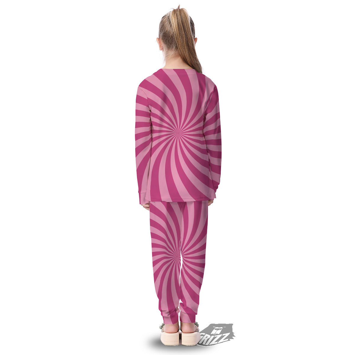 Psychedelic Swirl Pink Print Kid's Pajamas-grizzshop