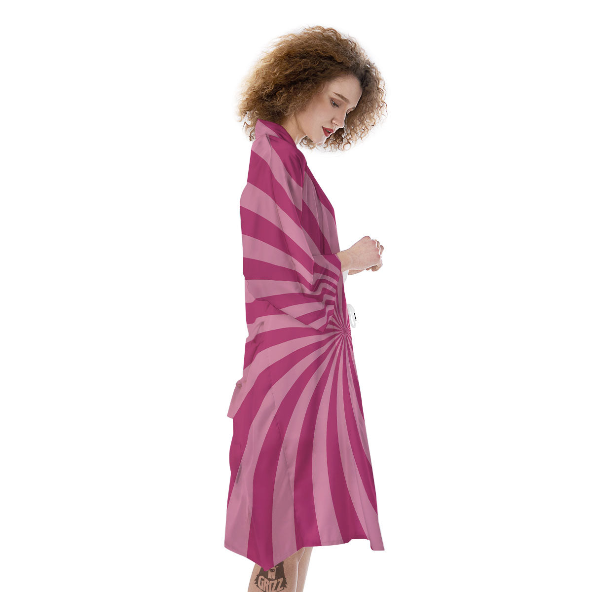 Psychedelic Swirl Pink Print Kimono-grizzshop