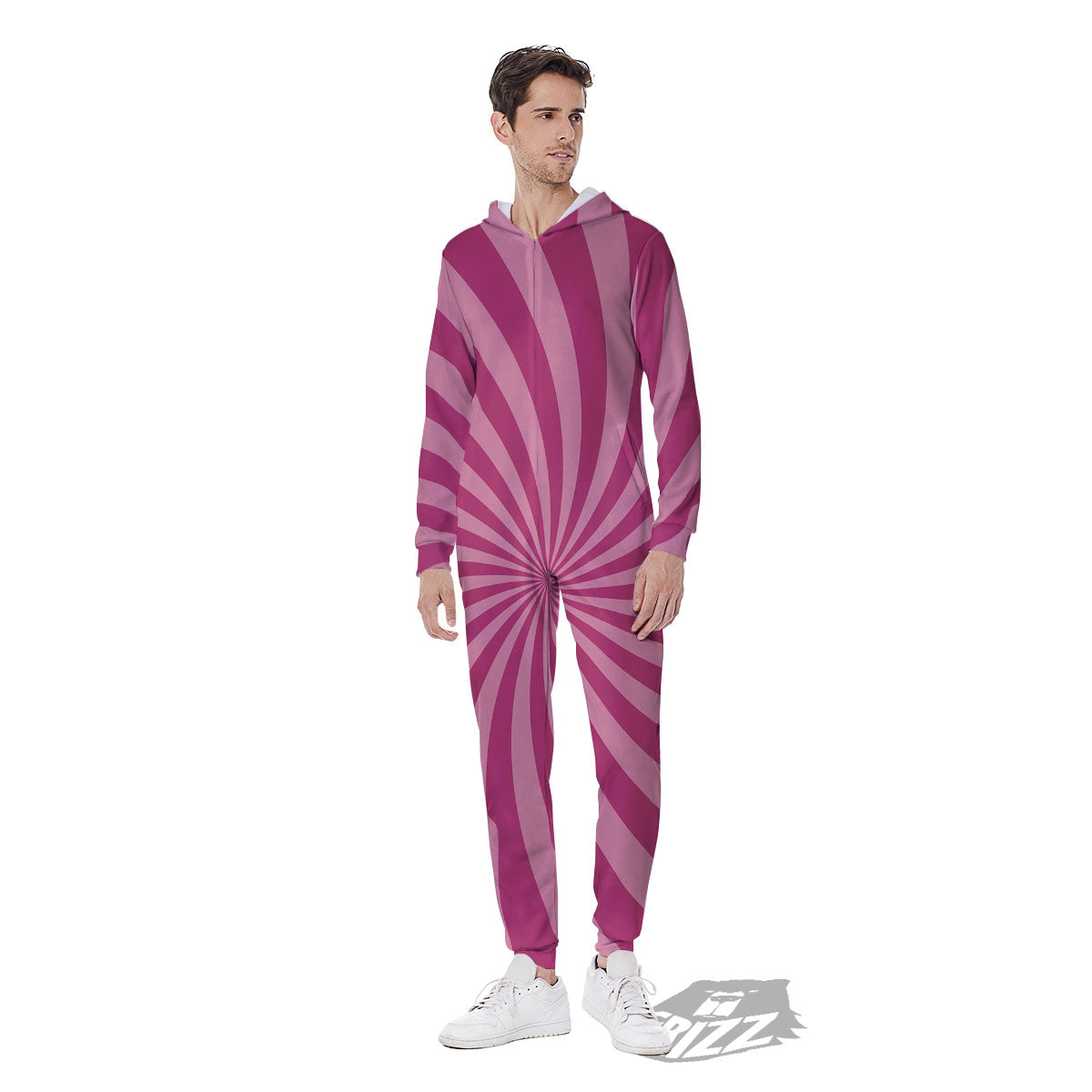 Psychedelic Swirl Pink Print Men's Jumpsuit-grizzshop