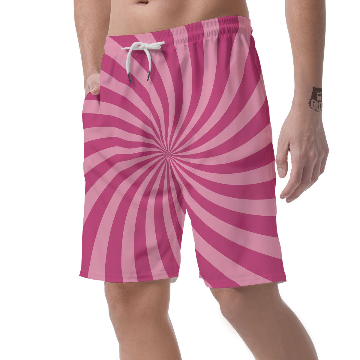 Psychedelic Swirl Pink Print Men's Shorts-grizzshop