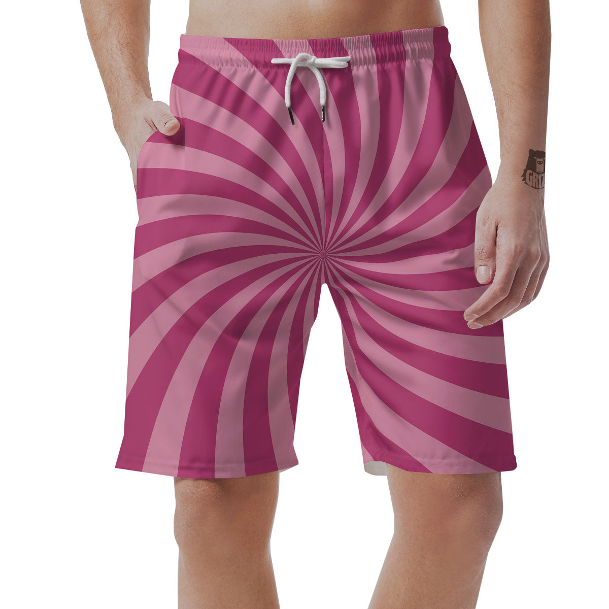 Psychedelic Swirl Pink Print Men's Shorts-grizzshop