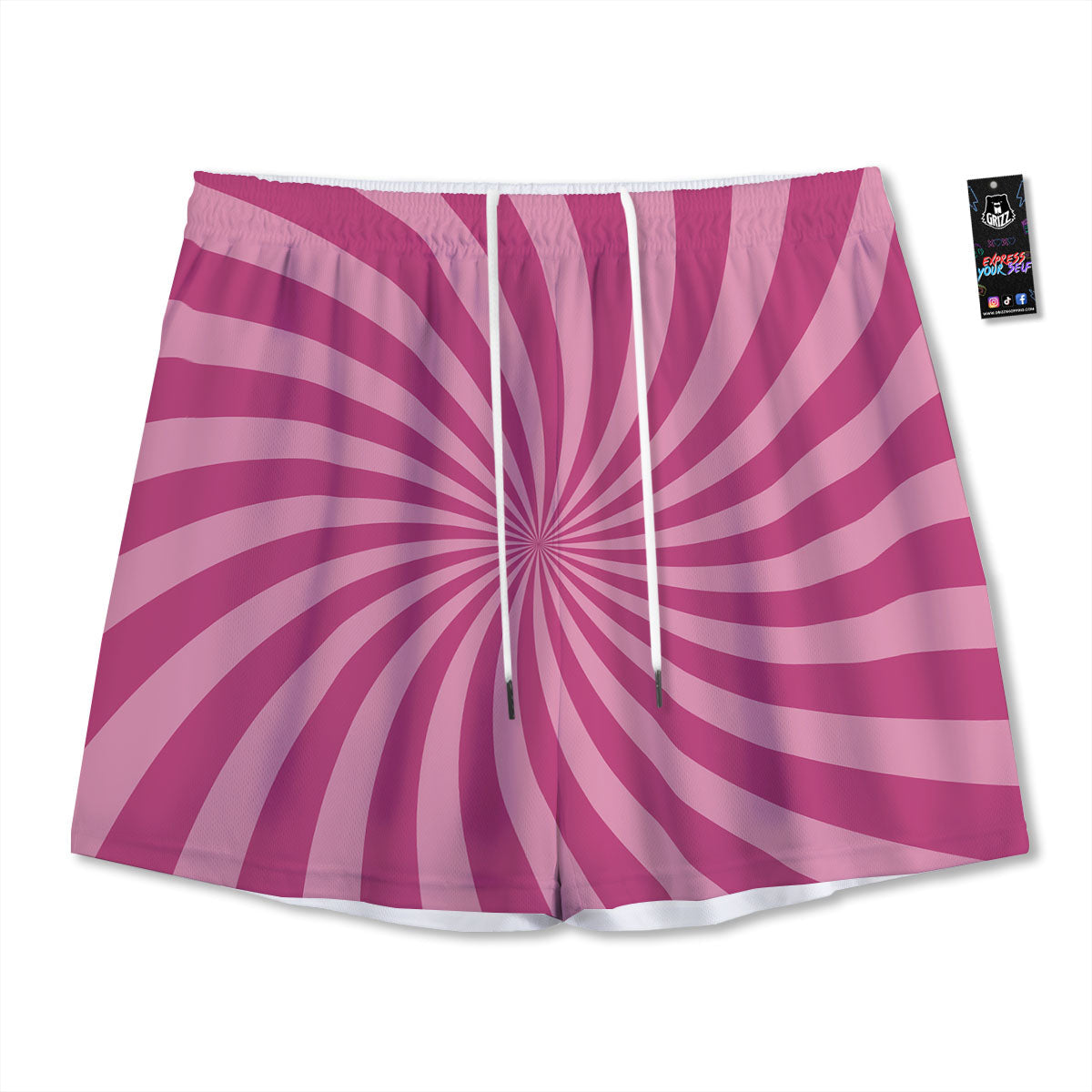 Psychedelic Swirl Pink Print Mesh Shorts