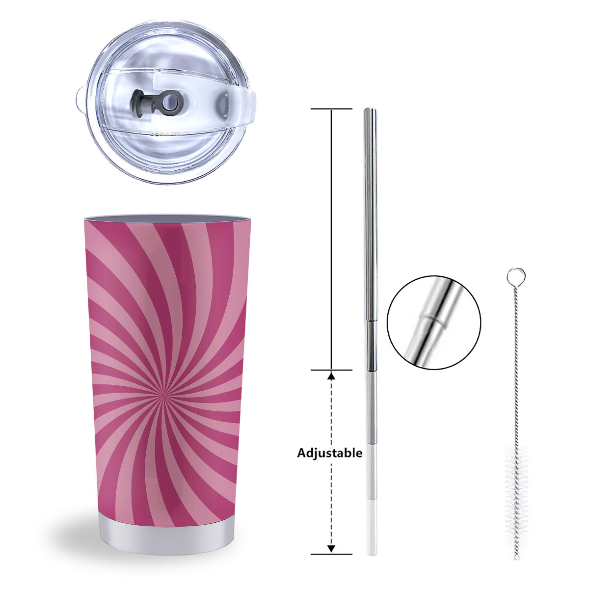 Psychedelic Swirl Pink Print Tumbler-grizzshop