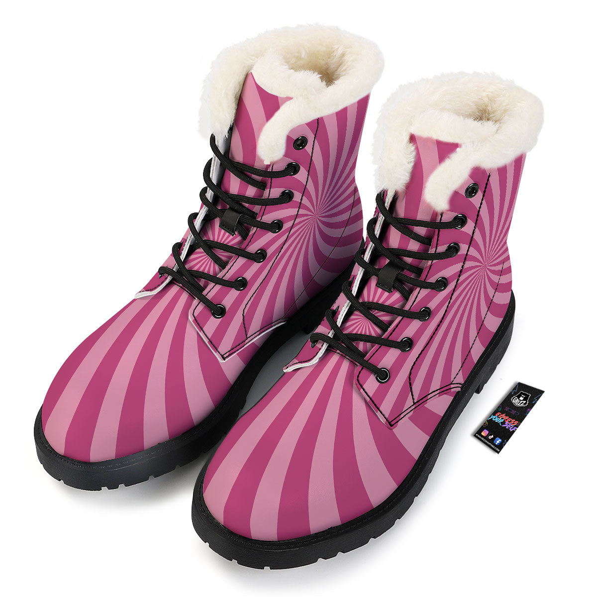 Psychedelic Swirl Pink Print Winter Boots-grizzshop