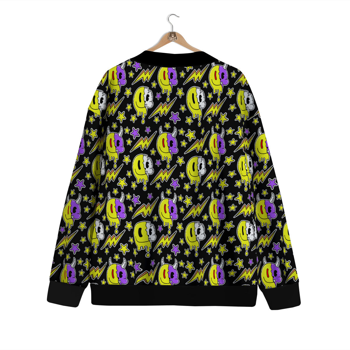 Psychedelic Trippy Acid Emoji Print Pattern Cardigan-grizzshop
