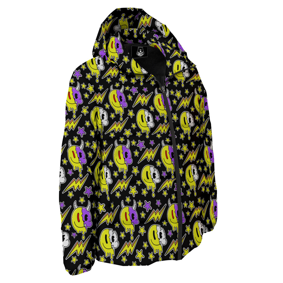 Psychedelic Trippy Acid Emoji Print Pattern Down Jacket-grizzshop
